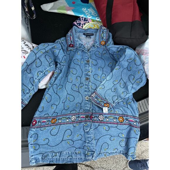 Denim & Co. embroidered denim jacket womens M - Picture 7 of 7